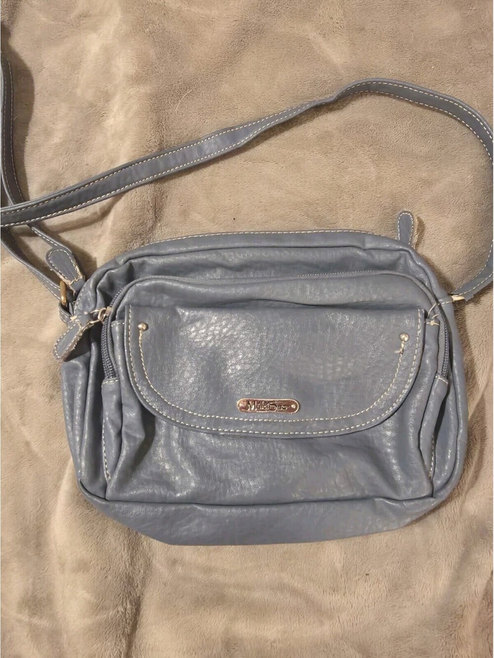 MultiSac Faux Leather Crossbody Bag Double Zip Handbag Multi Sac